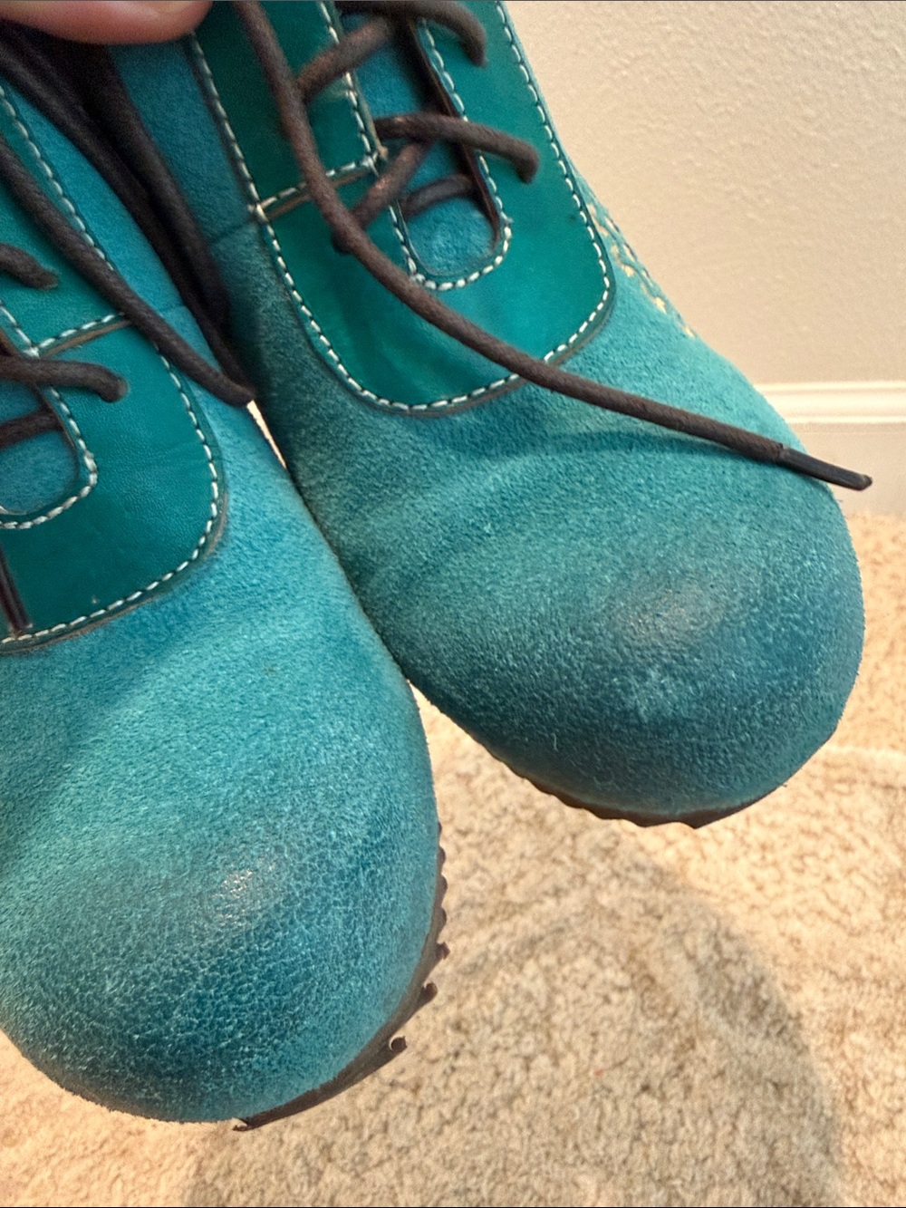 L’Artiste by Spring Step Size 36 US 5.5-6 Rare Westminster Wedge Booties teal - Picture 16 of 17